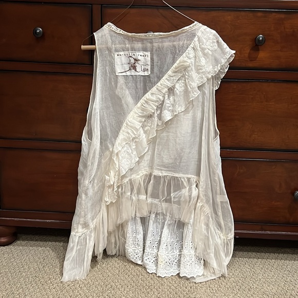 Vintage Magnolia Pearl Love Collection Sheer Silk White Blouse - Picture 2 of 7